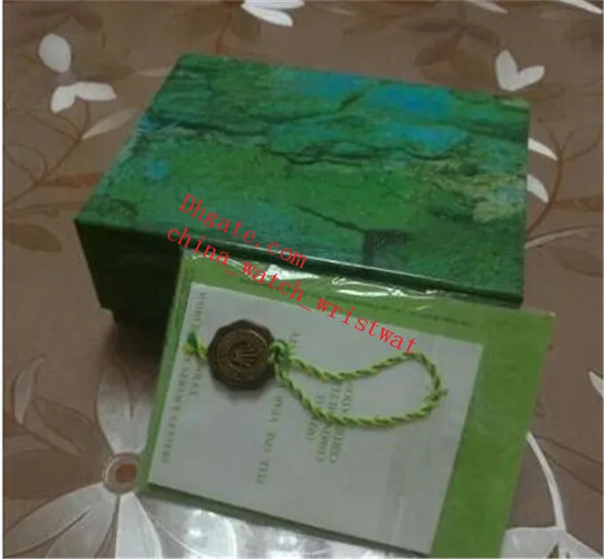 Luxury Watch Mens för klockor Lådor 116618 114060 Handväska inre yttre kvinnans låda Män Armbandsur Green Booklet Card