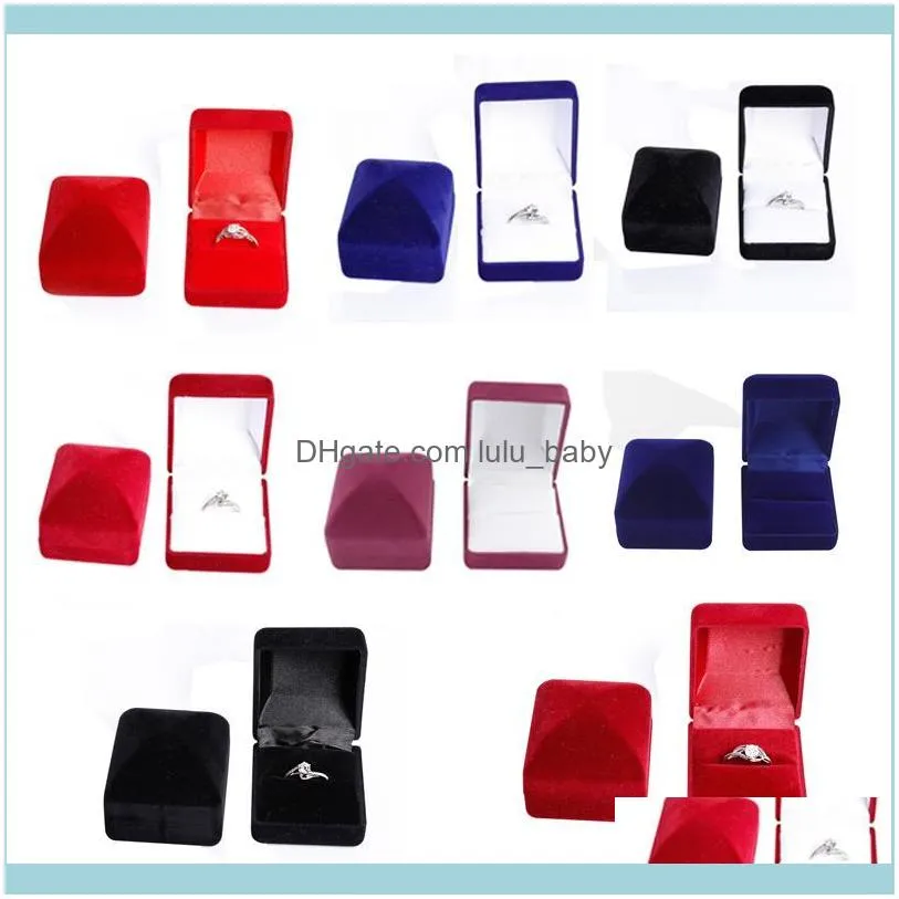 Jewelry Packaging & Display Jewelryjewelry Pouches Bags Square Shape Veet Box For Jewellery Ring Wedding Gift Earring Organizer Container T