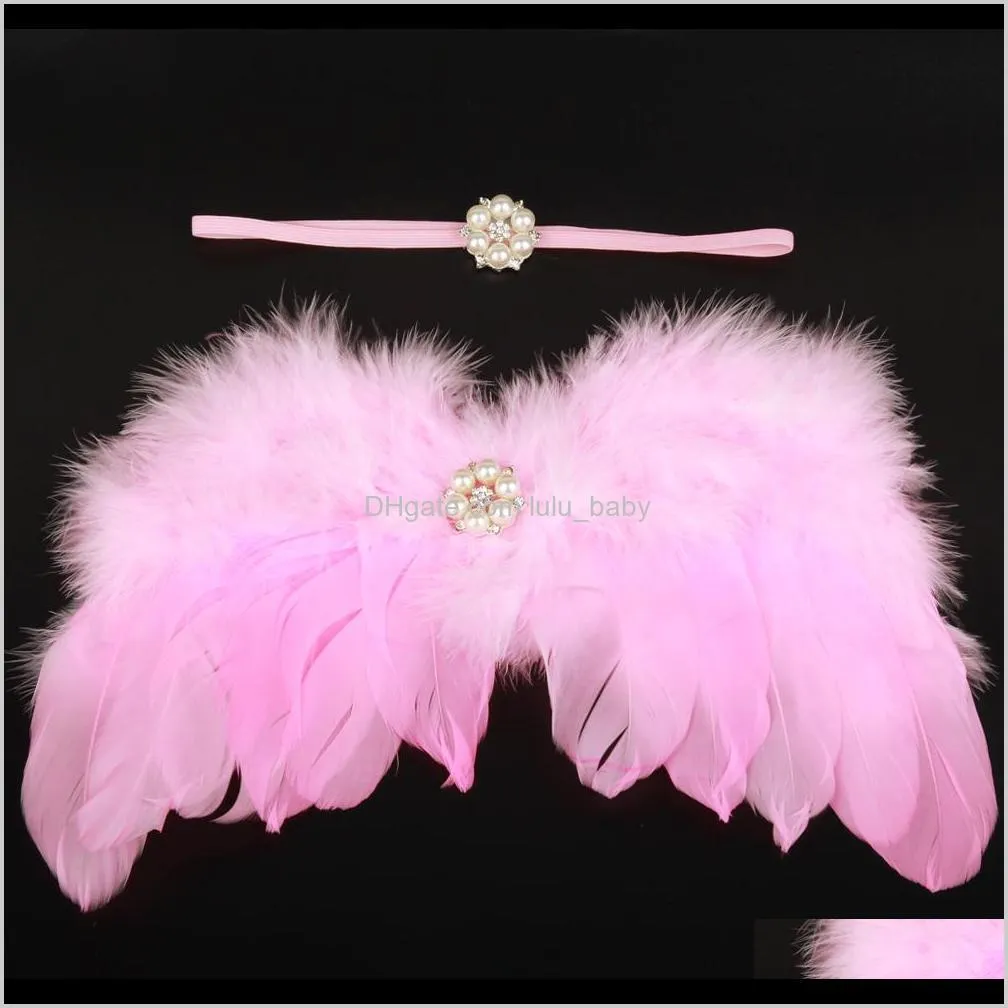 baby angel wing chiffon pearl headband photography props set newborn pretty angel fairy lovely feathers costume photo headband