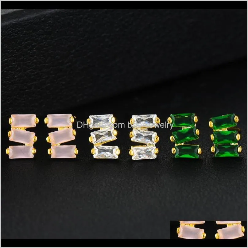 godki 18mm luxury geometry stack stud earrings for women wedding cubic zircon dubai trendy earrings boucle d`oreille femme 2021