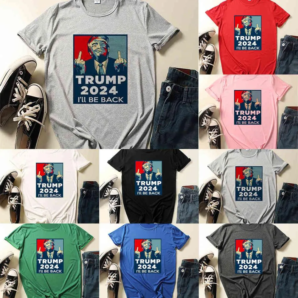 TRUMP 2024 I WILL BE BACK T-shirt XS-4XL Plus Size Designers T-shirts Sommar Unisex Sport Tee Sweat Tops USA:s president Val Kläder Tiktok NYHET