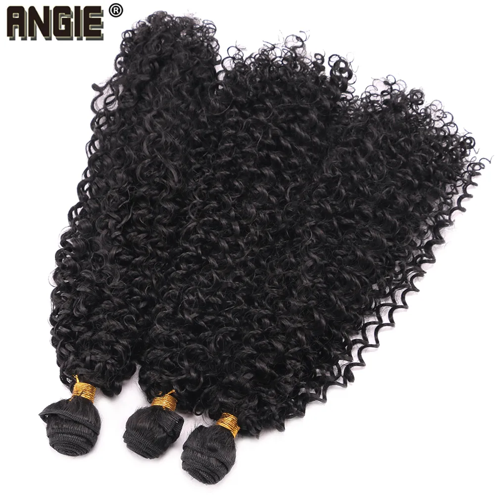 Czarny kolor wysokiej temperatury Syntetyczne rozszerzenia włosów Afro perwersyjne kręcone wiązki włosów 16-30 cal długie tkactwo