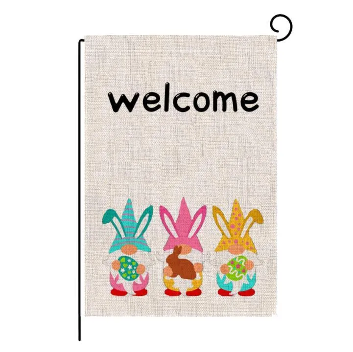 Happy Easter Bunny Garden Flag Double Sized 12.5 x 18 Inch Spring Rabbit House Flag Yard Outdoor Decoration Burlap SN3392