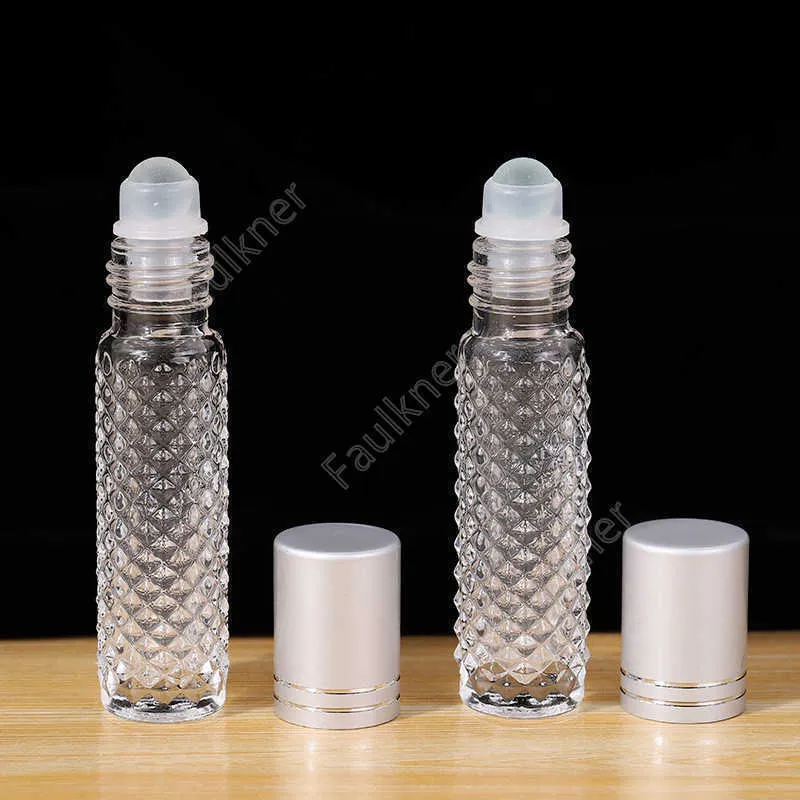 10ML غير الانزلاق زجاجات الأسطوانة الزيوت الزجاجية الفارغة لفة زجاجة عطر النفط الأساسية جوهر حاوية السفر DAF399
