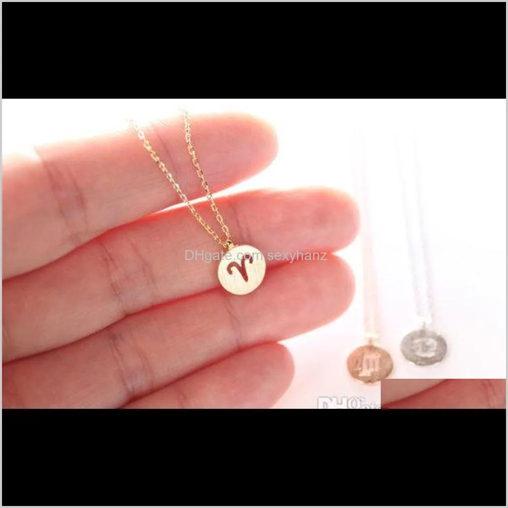 10pcs ariel aries necklace signs 12 zodiac constellations necklace horoscope astrology disc goat necklaces for birthday gift coin