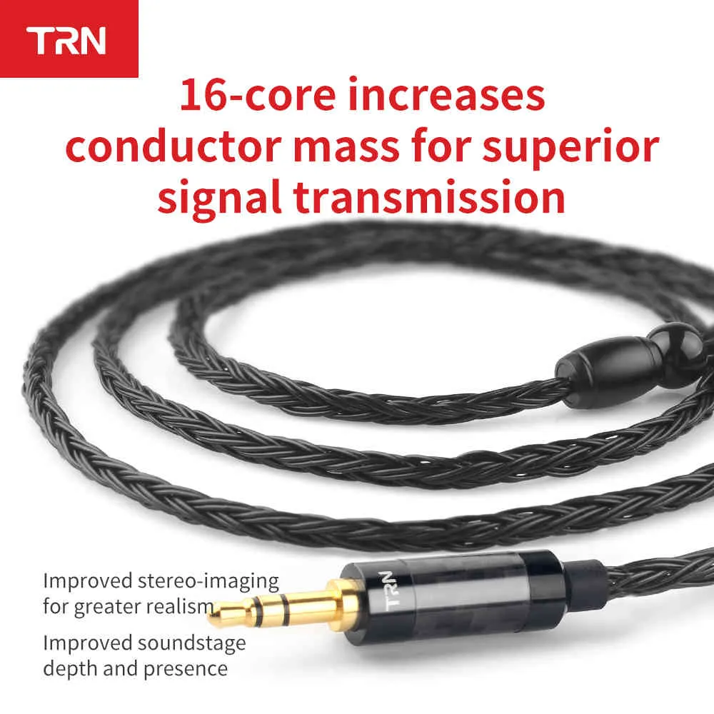 TRN 16 Core casque plaqué argent 2.5mm 3.5mm 4.4mm à 0.75 0.78 2 broches mmcx câble d'écouteurs de remplacement Hifi équilibré