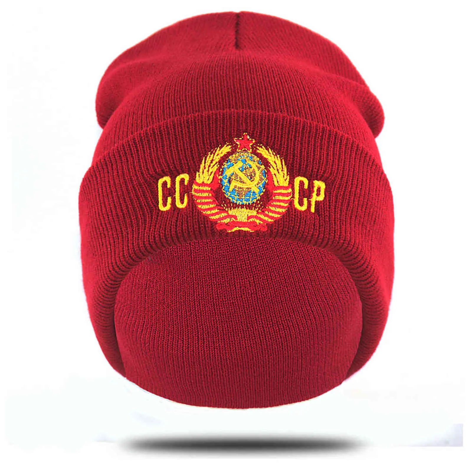 Casual broderi cccp ussr hatt bomull flexibla varma mössor hattar för höst vinter Ryssland stickad hip-hop beanies cap unisex y21111