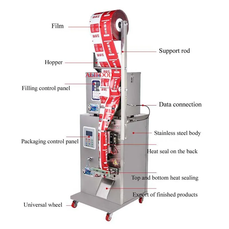 Small Automatic Packaging Machine For Cereals Medicinal Herbs Powder Granule Packing