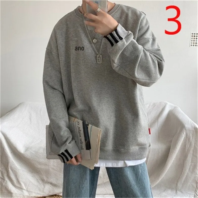 Autumn Korean retro cartoon print long-sleeved T-shirt male loose trend bottoming shirt sweater 210420