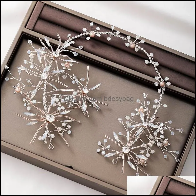 Other FORSEVEN Handmade Zinc Alloy Rhinestone Headband Women Hairband Wedding Hair Jewelry Party Headpeice Bride Accessories JL