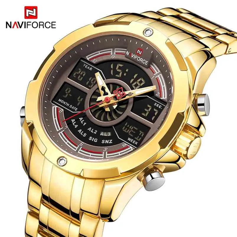 NAVIFORCE Montres pour hommes Top Marque de luxe Business Quartz Montre pour hommes en acier inoxydable Montre-bracelet étanche Relogio Masculino 210804