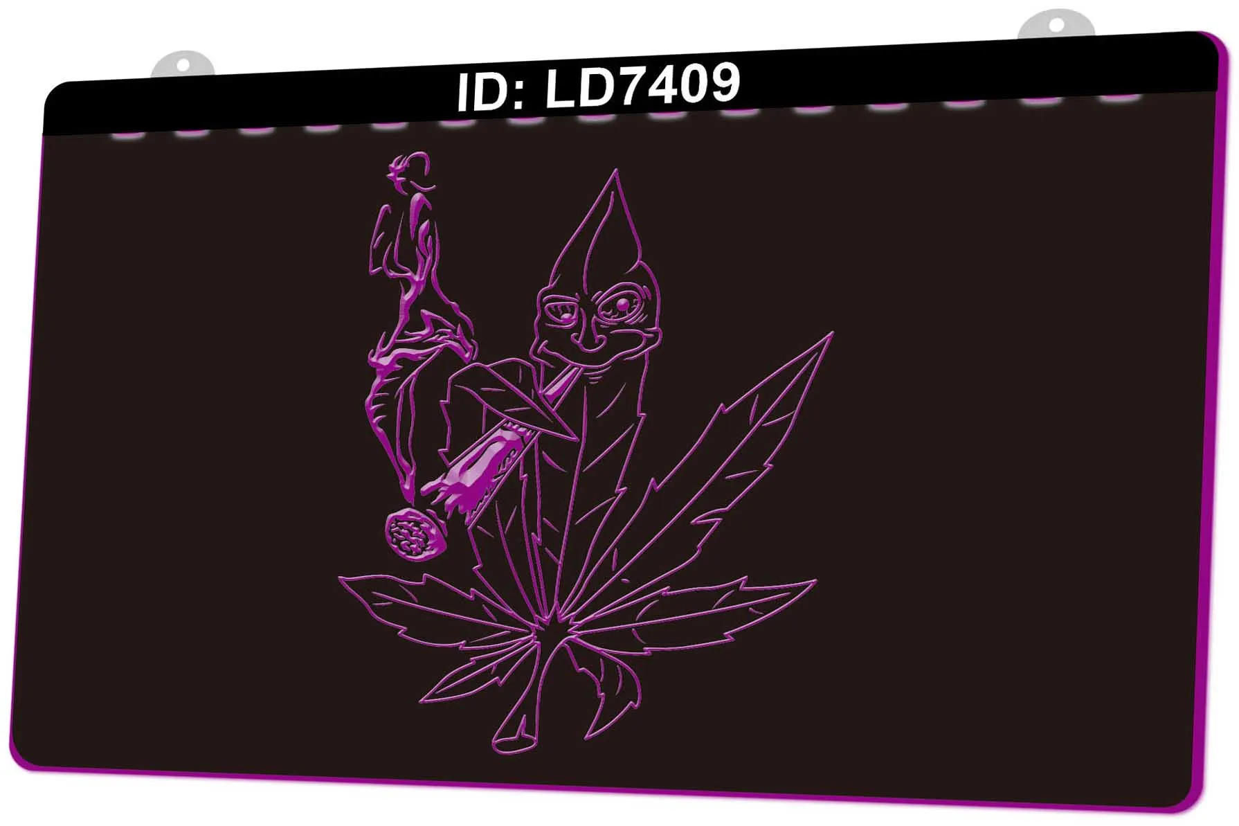 LD7409 Smoke Leaf Girl Gravure 3D LED Light Sign Vente en gros au détail
