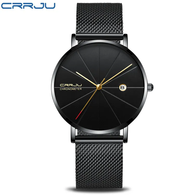 Ahorra a lo Grande en Compras al por Mayor de Relojes Para Hombres De CRRJU  Reloj De Cuarzo Negro Para Hombres Con Correa De Malla Reloj De Pulsera