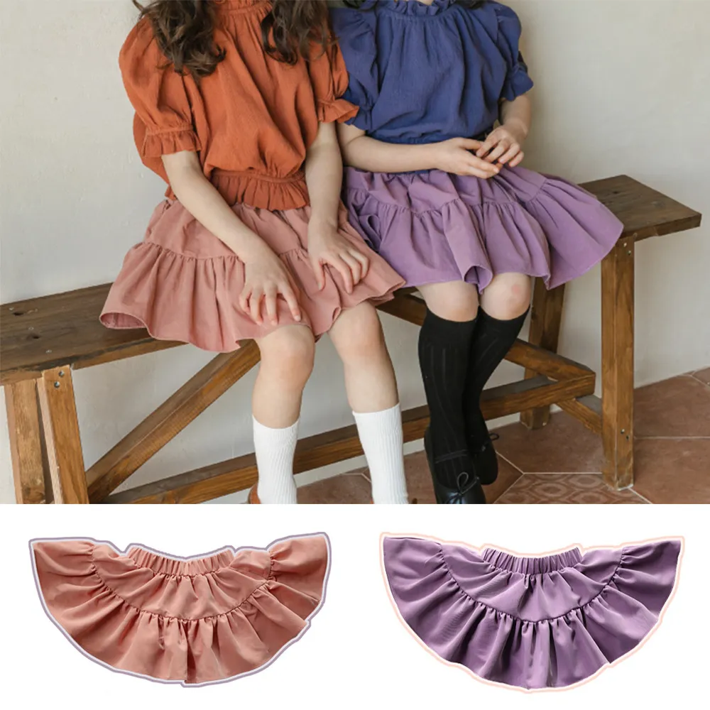 Mädchen-All-Match-Spitzen-Baumwollrock, weiblicher Schatz, plissiert, lila, für Kinder, 210515