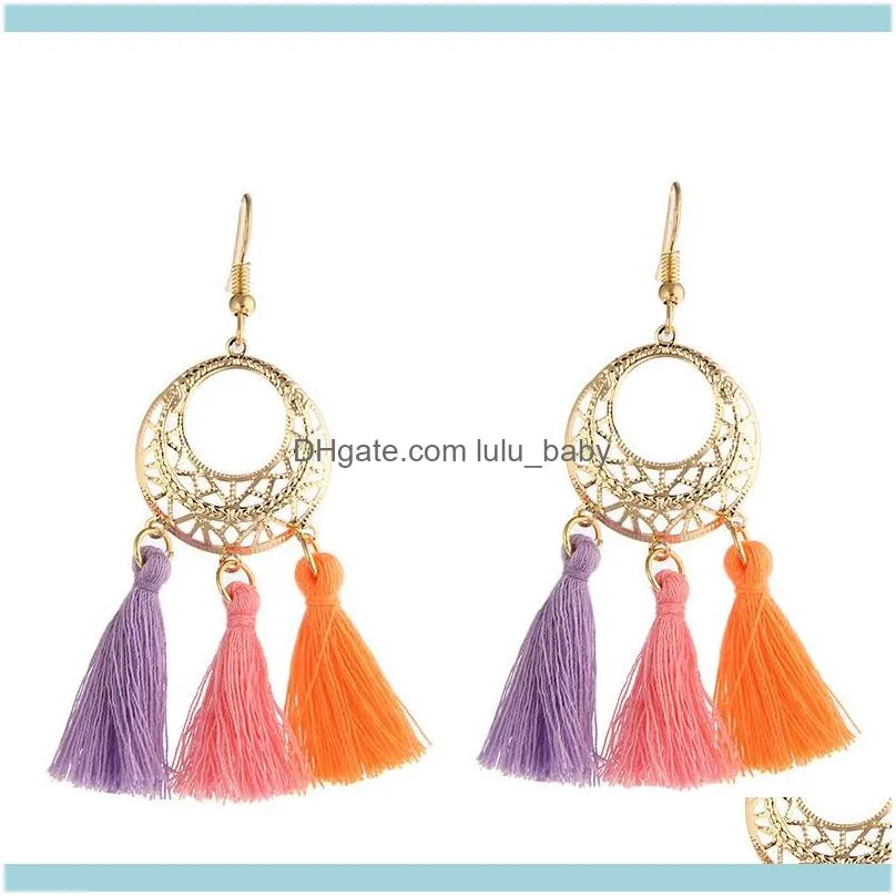 Stud LISA Eco-Friendl Zinc Alloy Tassel Fashion Earrings Ethnic Round Earring Ear Jewelry Korean 2021 Bohemia1