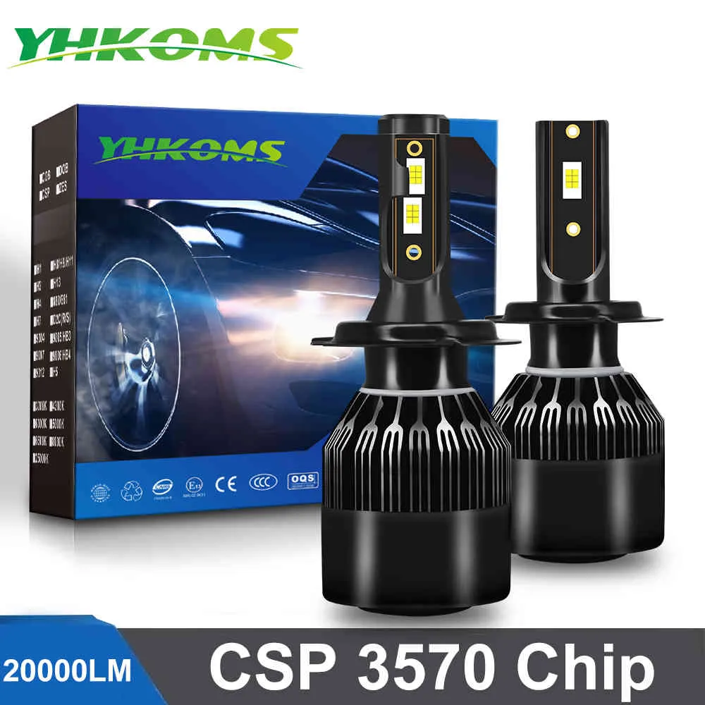YHKOMS H4 H7 20000LM H1 H8 H9 H11 9005 HB3 9006 HB4 9012 Bil LED glödlampa Auto dimljus Automobiles Headlamp 6000K