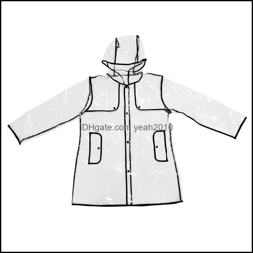 Raincoats FJS-FASHION WOMEN`S TRANSPARENT EVA RAINCOAT OUTDOOR TRAVEL WATERPROOF RAIN COAT