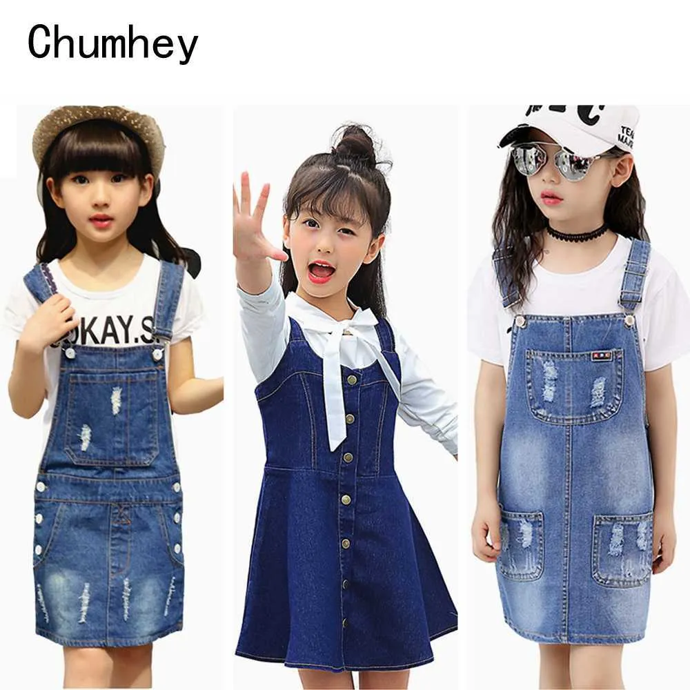 Chumhey 2-16T Mädchen SundrBib Hosenträger Kleider Sommer Träger Kinder Pinafore Denim Overalls Kinder Kleidung Mädchen Kleidung X0803