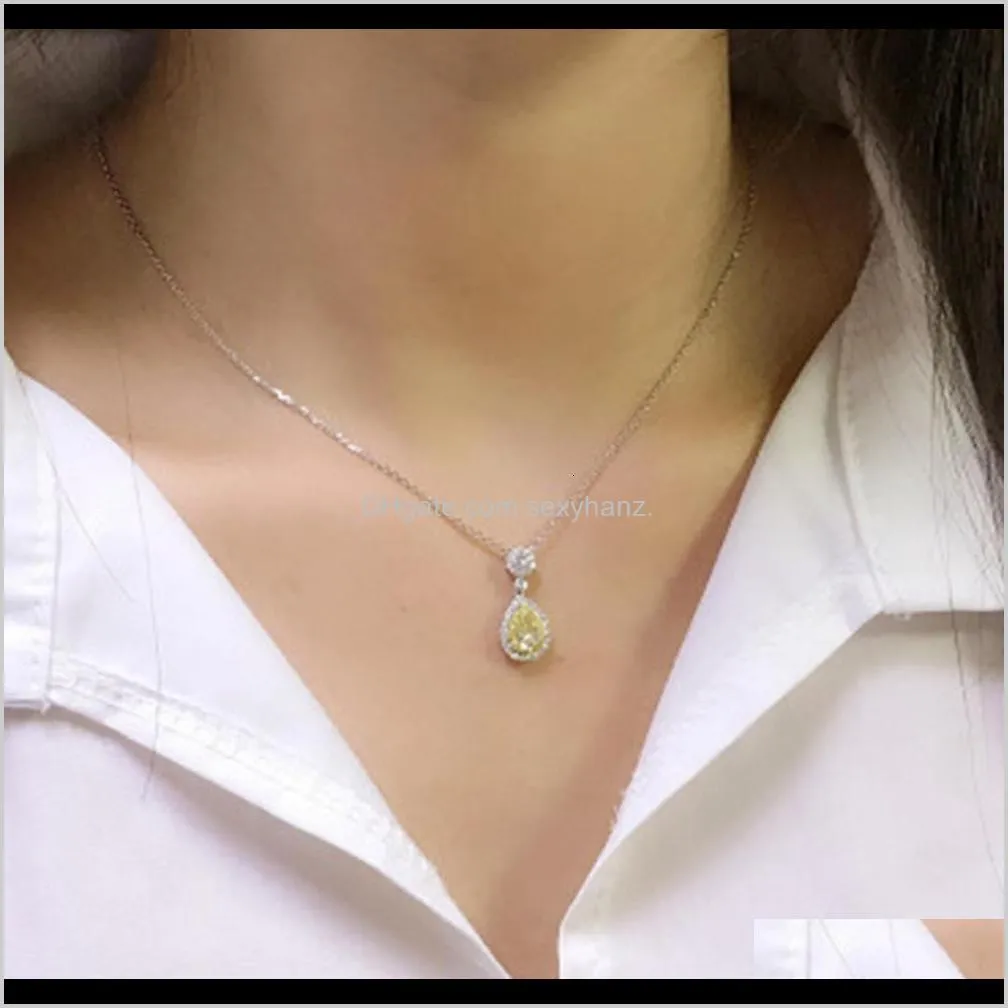 pendant deluxe group inlaid drop pendant sparkle topaz zircon pink pear shaped diamond necklace