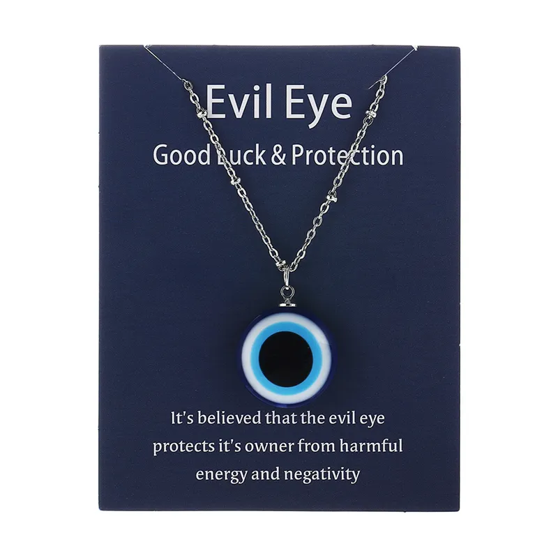 Evil Eye Necklace: 14K Gold Plated Silver Rolo Chain Pendant Good