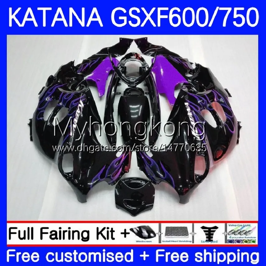 Karosserie für Suzuki Katana lila Flammen GSXF750 GSXF600 GSXF 600 750 CC 03–07 18No.112 600CC 750CC GSX600F 2003 2004 2005 2006 2007 GSXF-600 GSX750F 03 04 05 06 07 OEM-Verkleidung