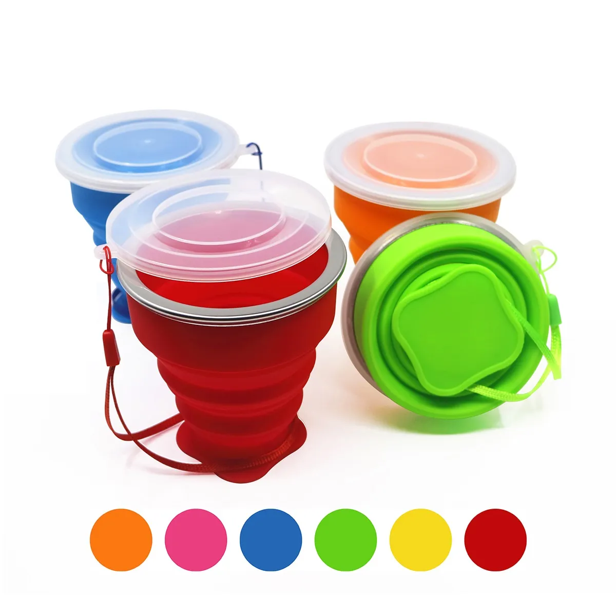 Petits mini gobelets pliants en silicone portables télescopiques avec couvercle anti-poussière tasses à café en plein air enfants voyage boisson eau Copa