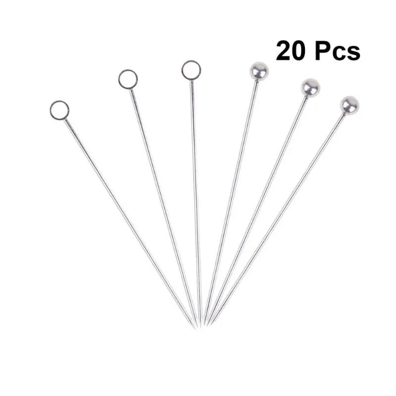 Fourchettes 20 pcs en acier inoxydable cocktail pics pratique fruits pick apéritif bâton d'agitation fournitures de fête pour la maison bar argent 102514