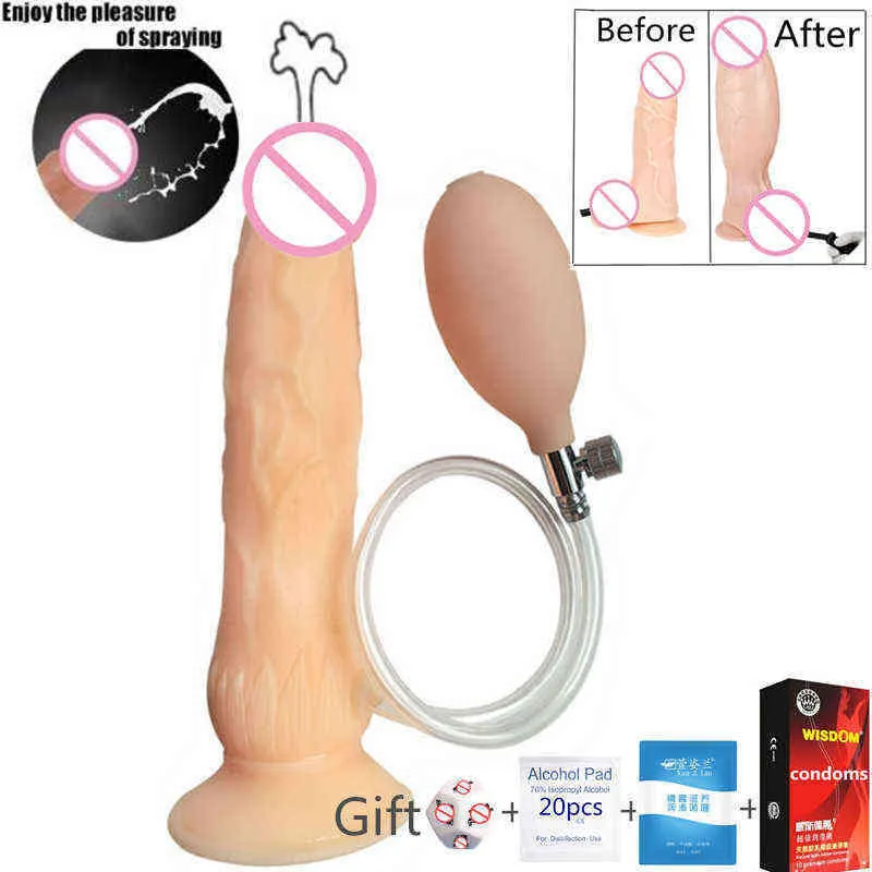 NXY Sex Products Dildos Blowing Up Spray Water Ejaculate Cock Penis Dildo för platser Lesbisk Kvinna Leksaker Anal Butt Plug Vibrator Gay Masturbator 1227