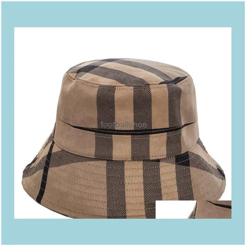 21SS 5color Bucket Hat Wide Brim Hats Suede Fabric Fashion Classic Brand Designer Grid Women Nylon Autumn Spring Foldable Fisherman Sun Cap Travel Sunshade Drop