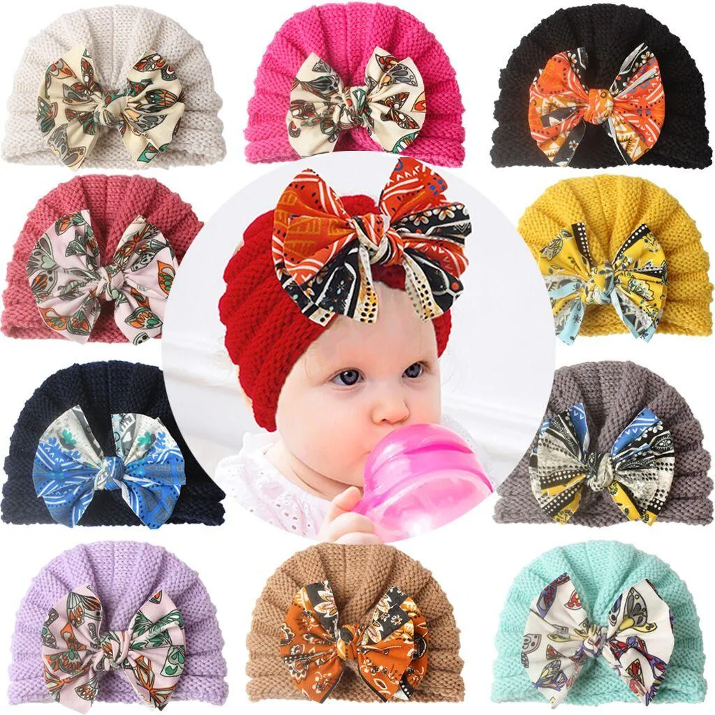Baby båge india turban hattar spädbarn toddler blomma keps knut headbands hat beanie cap