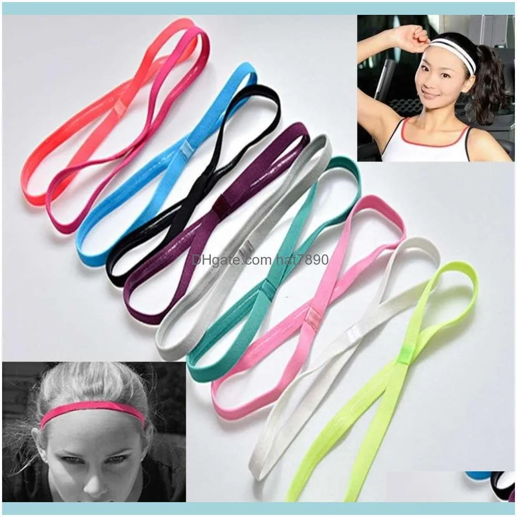 Women Men Yoga Hair Bands Sports Headband Girls Sport Anti-slip Elastic Rubber Sweatband Football Running Solid Color