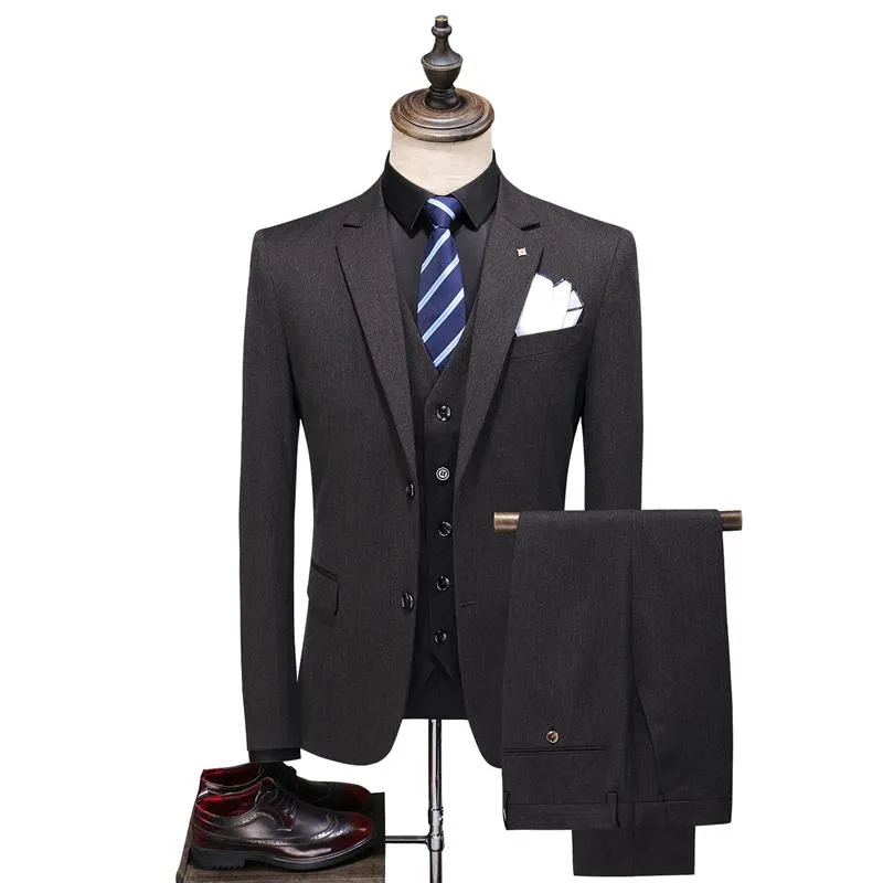 Latest Wedding Suits For Groom Slim Fit Spring Autumn Brand Clothing 3 Piece Burgundy Terno Masuclino Men's & Blazers