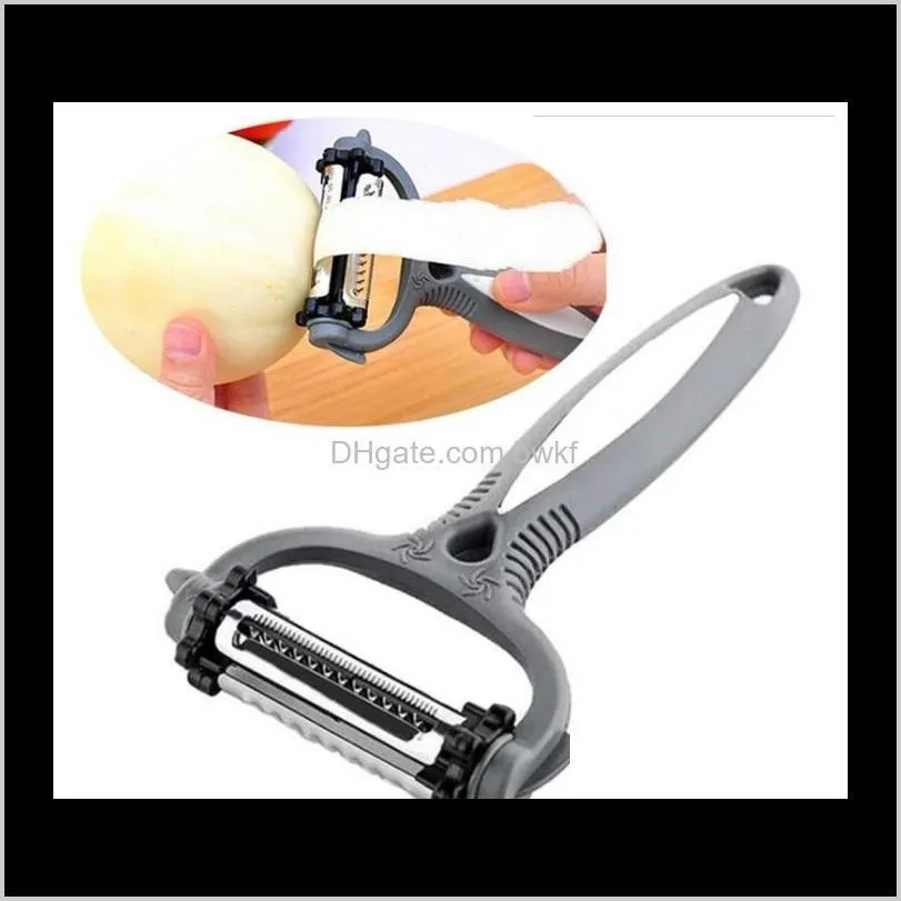 Kök, Matsal Bar Hem GardenMultifunktionell 4 i 1 Rotary Peeler 360 graders morot Potatis Orange Opener Vegetabilisk Frukt Slicer Cutter Ki