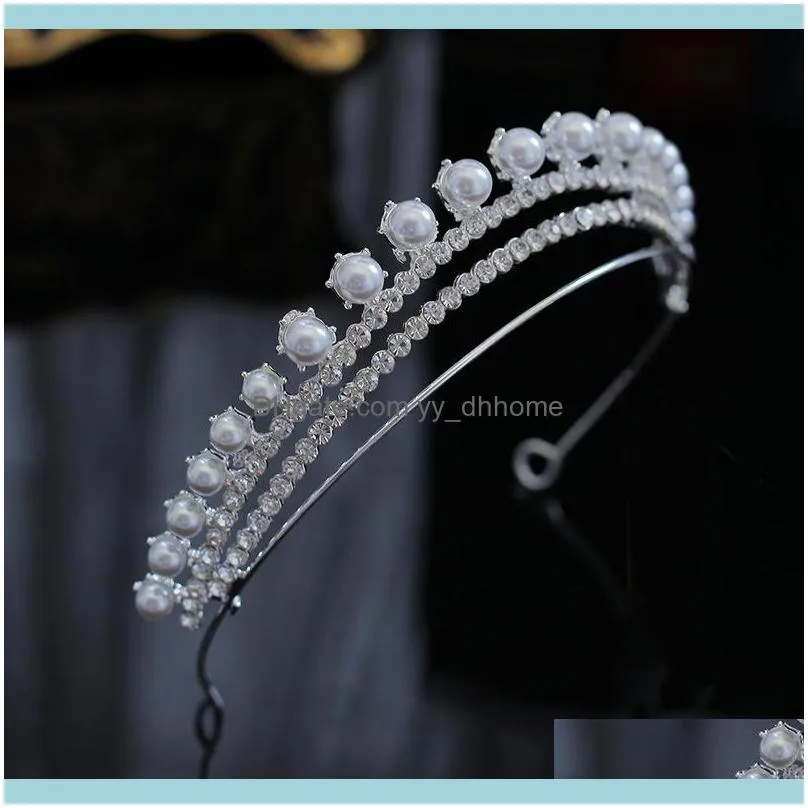 Hair Clips & Barrettes Crystal Pearls Hairband Crown Tiaras Rhinestone Pageant Diadem Bride Headband Headdress Luxury Handmade Wedding