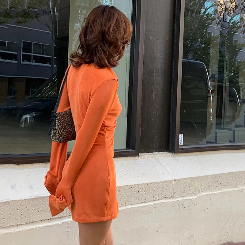 Chic Solid Color Bodycon the dress with Ruched Lapel and Chic Solid Color Bodycon the dress with Ruched Lapel and