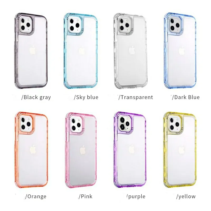 Casos transparentes Capa de moda 3in1 Frames de PC colorido TPU com airbags para iphone13 12 pro máximo 11 xr xs 8 samsungs21 mais Ultra A11 A31 A51 A52 A51 A71 A52 SHSCase