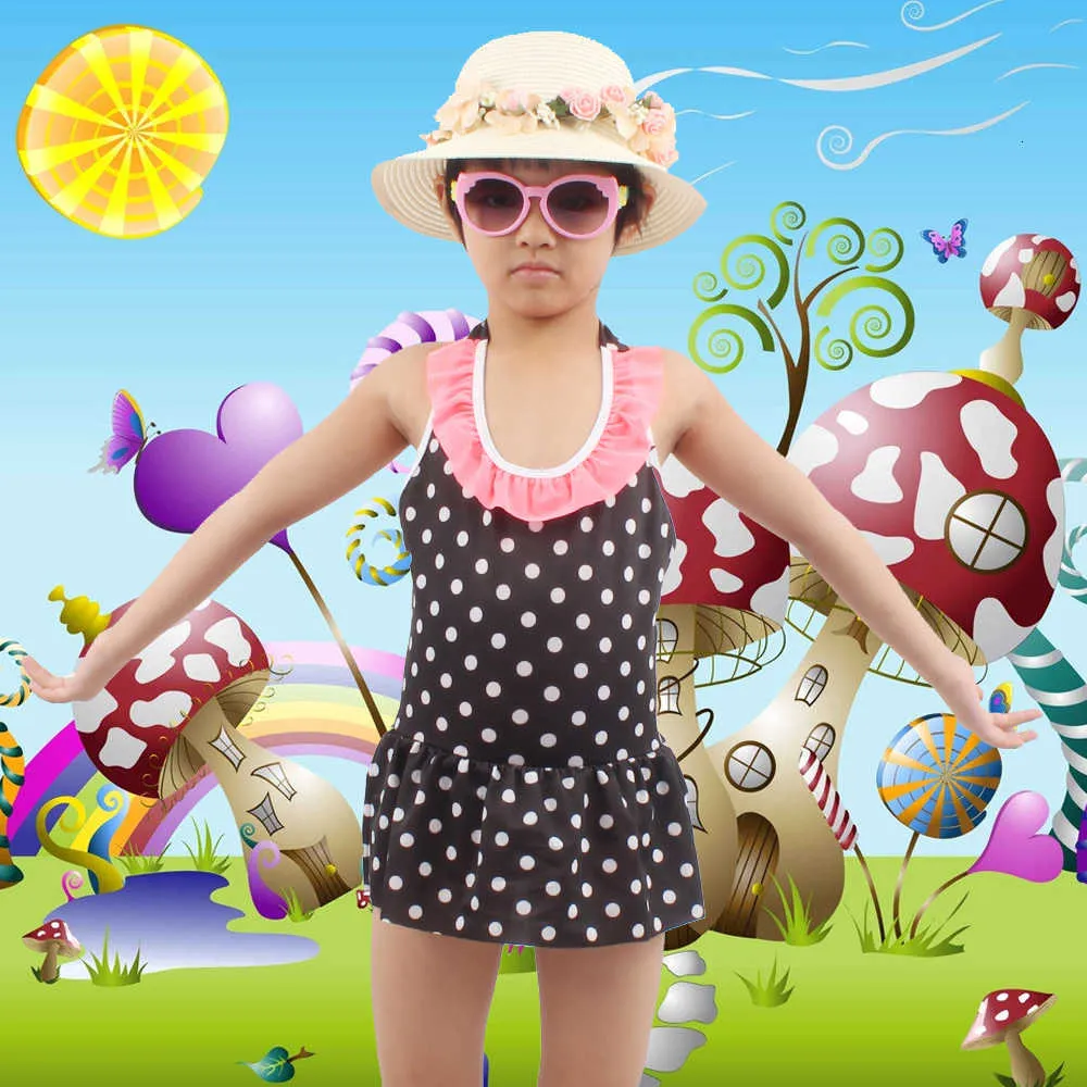 Wanguqi 6-10t Costumi da bagno per bambini Dot Print Mini 2021flounce Cute Girl Beachwear Bambini Nuoto Costumi da bagno Costume da bagno per adolescenti