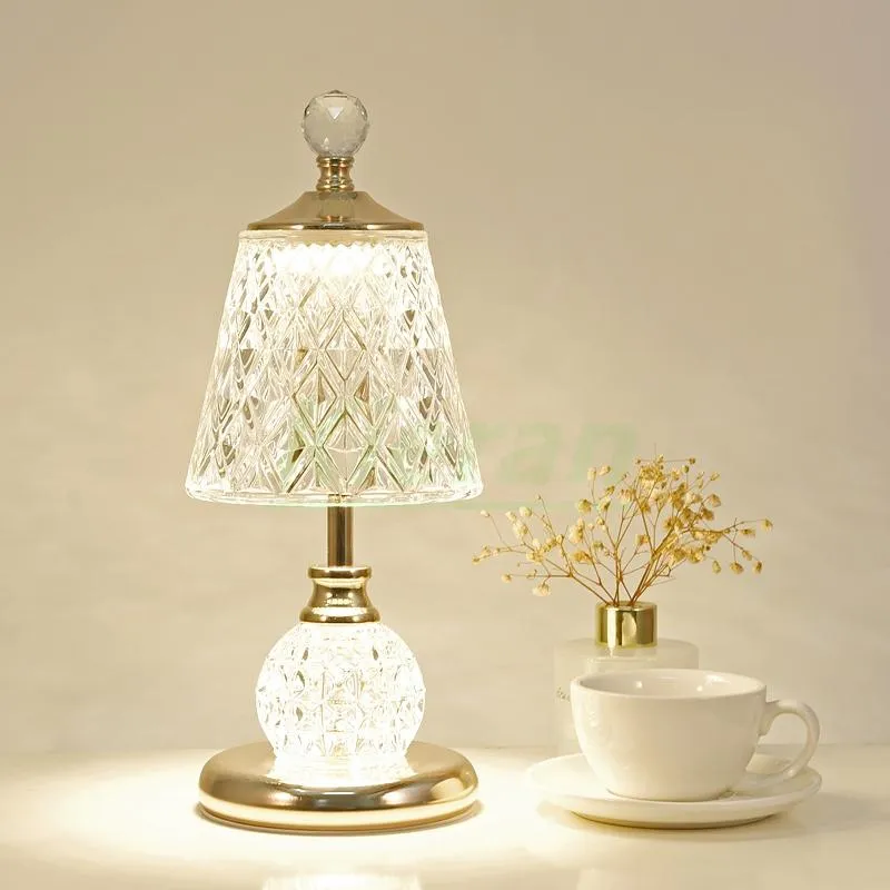 Nordic Crystal Lamp USB Table Lamps Bedroom Touch Dimming