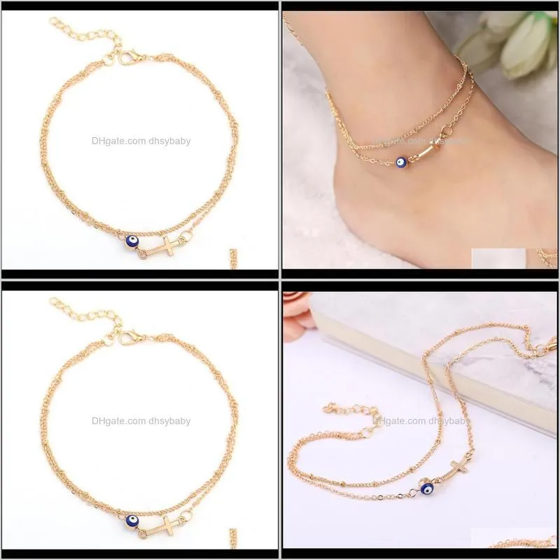 europe and the united states selling new summer wild cross cat eyes fashion street shooting multi-layer chain anklet