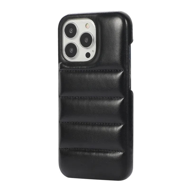 2021 New Soft PU Leather Shockproof Mobile Phone Cases Pad Quilted Back Down Jackets Cover Protective Suitable For iPhone 13 11 12 Pro Max X XS XR 7 8 PLUS Apple Series