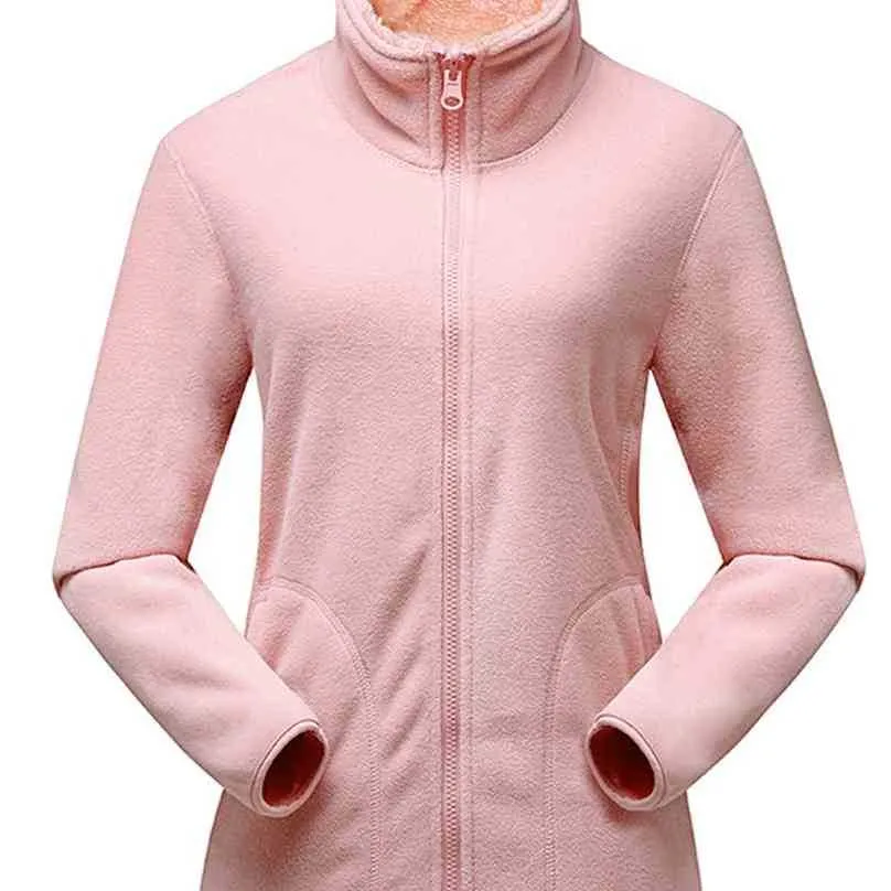 Femmes chaud polaire manteaux automne hiver laine doublure veste ample femme col montant grande taille Outwear dames Casaco Tweed 210525