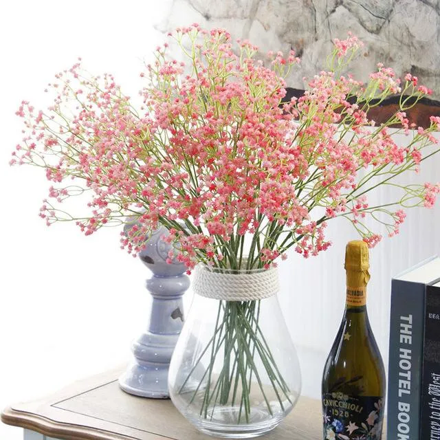 Decorative Flowers & Wreaths Colourful Pink Green Blue Baby's Breath Real Touch Artificial Plant Home Wedding Decoration