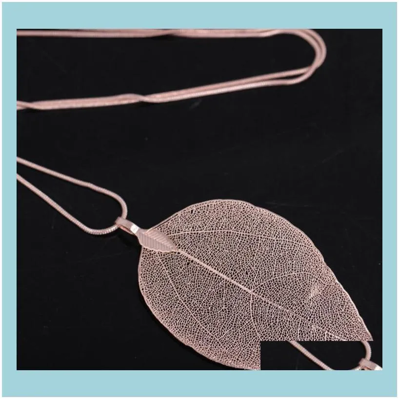 Gold Chain Necklace Fashion Women Men Jewelry Maxi Necklace Rose Gold Color Chain Real Charm Pendant Necklaces & Pendants Leaf