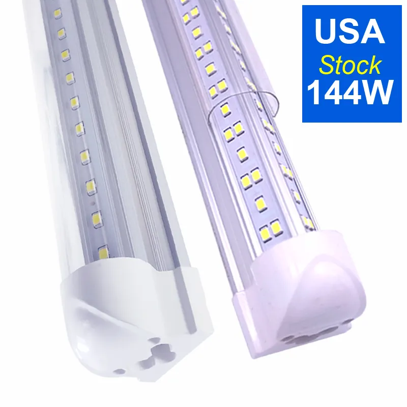 LED Shop Light, 8FT Tube Lights, 6500K, Cold White, V Shape, Clear Cover, Hight Output, Linkable Shops Lights,for Garage