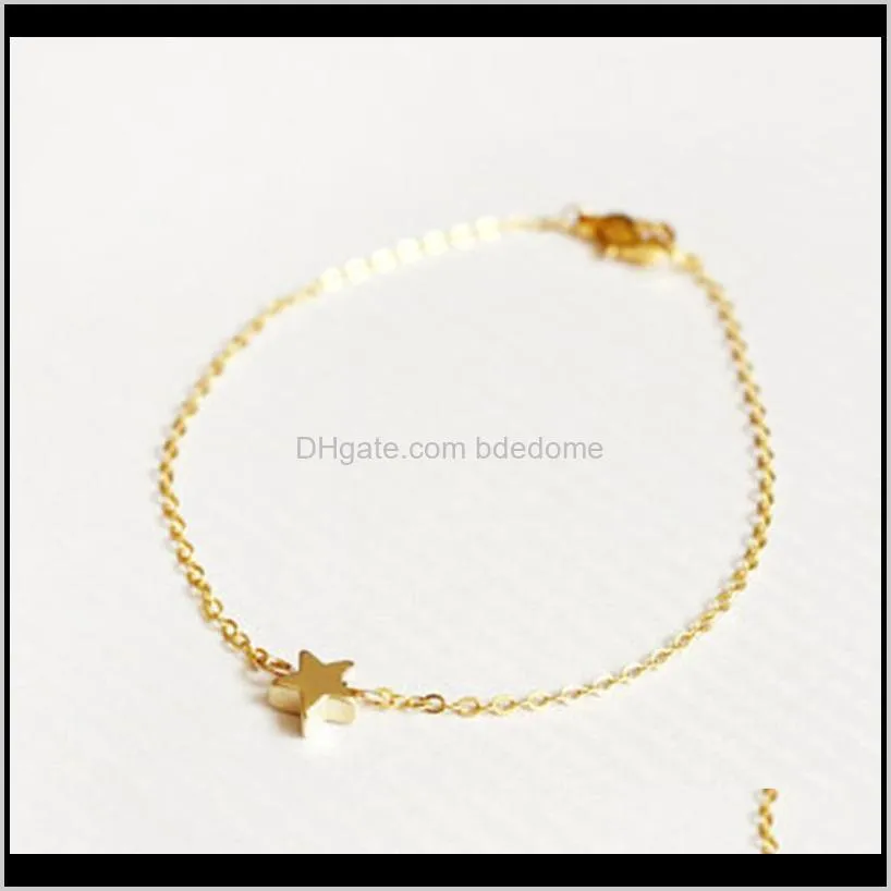 fashion jewelry simple star shape silver or gold colour metal plated chain for women hand bracelet gift