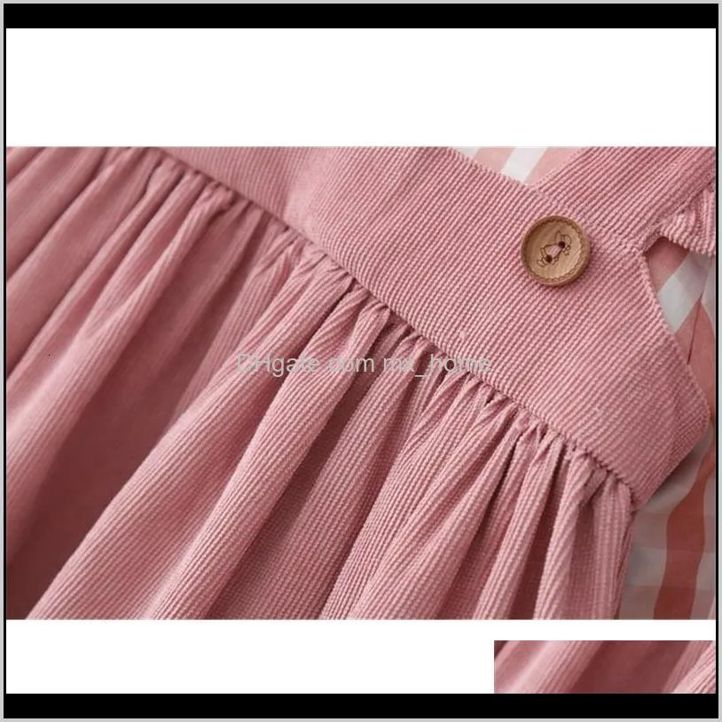 2021 new 1st`s kindergarten birthday for spring newborn baby girls striped sewing long sleeve princess f22l