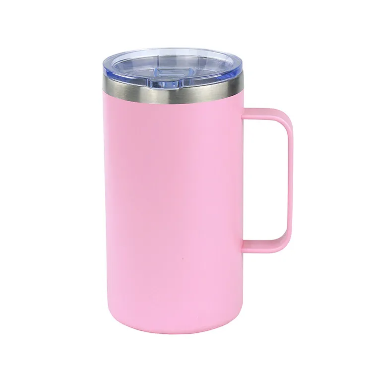 24oz Coffee Mug Camping Travel Tumbler water bottle Stainless Steel Double Wall Vacuum Insulated with Handle and Lid
