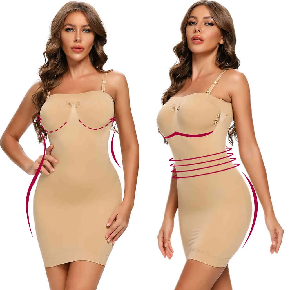 Joyshaper Womens Seamless Full Slip Dress Underskirt With Tummy Control,  Detachable Strap, And Slimming Strapless Compression Body Shaper 210402  From Jiao02, $13.18