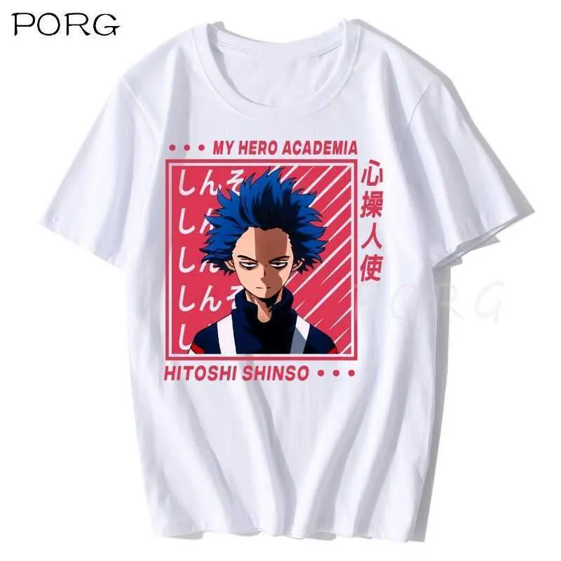 私のヒーローアカデミア原宿プリントTシャツメンズアニメクオリティTシャツパターン特大新しいTシャツカジュアル通気性ティー服Y0526