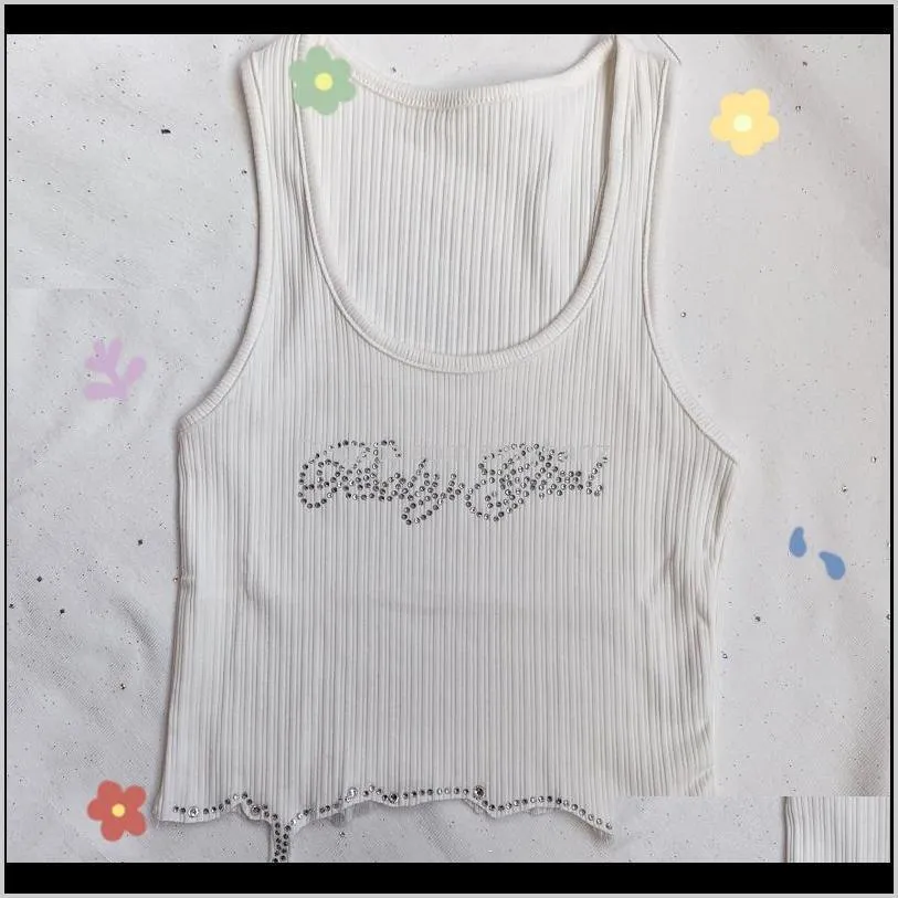 exclusive sexy sleeveless white crop top diamond short tank tops streetwear summer short top beach party 2019 women satin